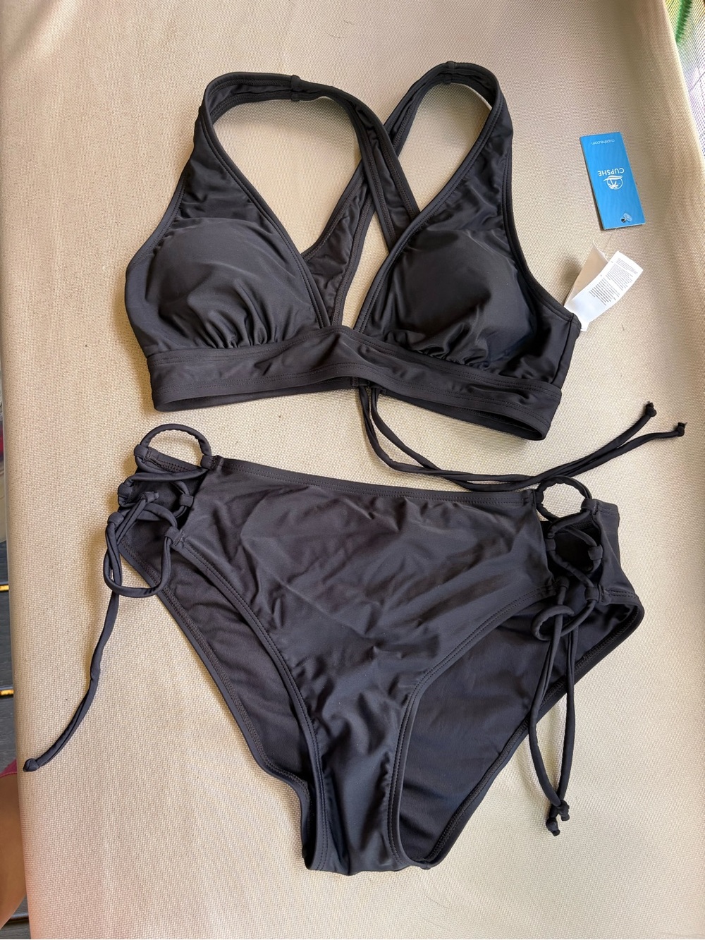 Cupshe Black Crisscross Strappy Bikini Set